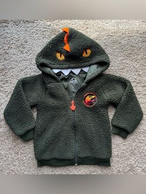 Jurassic World Dinosaur Hoodie 3T Boys Fleece Zip Jacket Costume Green